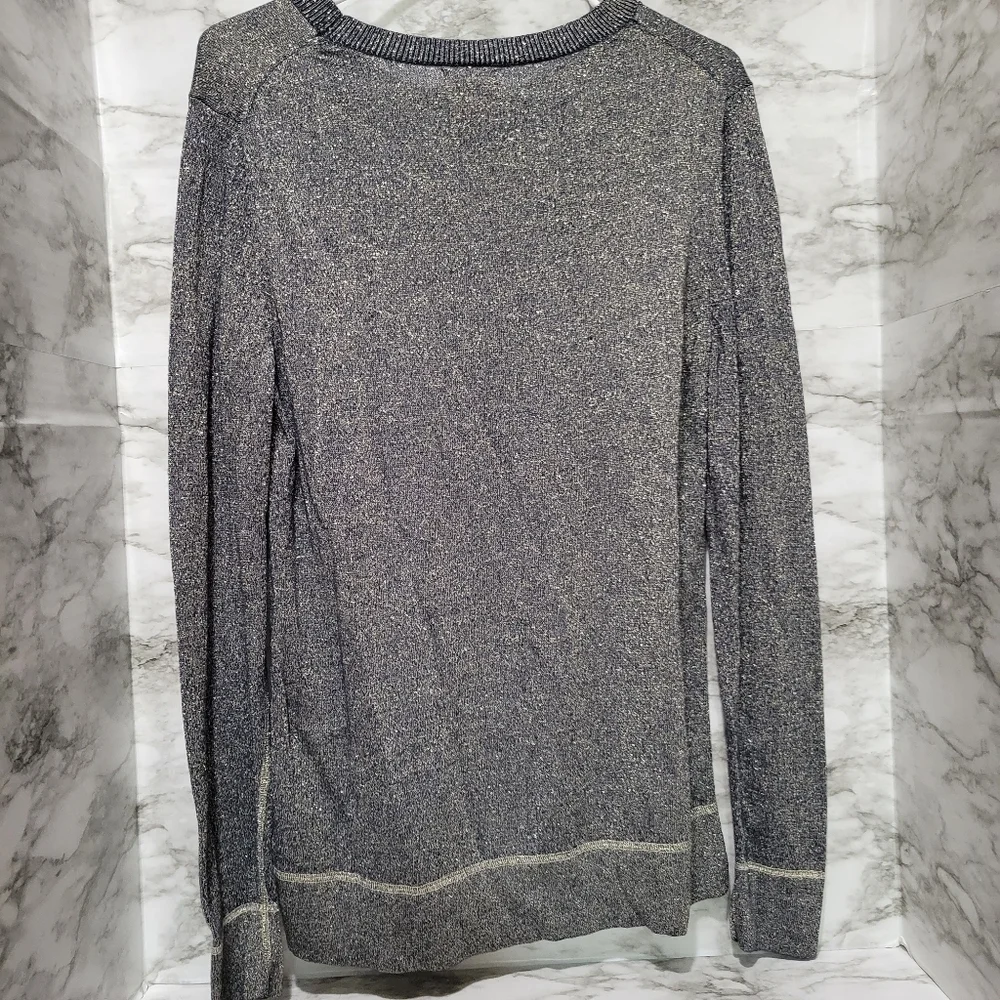 Joe Fresh Blue Gold Metallic Sweater XL - Picture 7 of 7